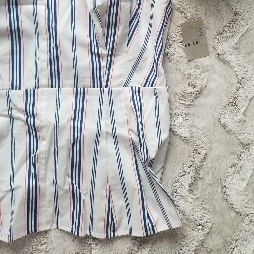 Belle Sky White Vertical Blue Viva Stripe‎ Band XL